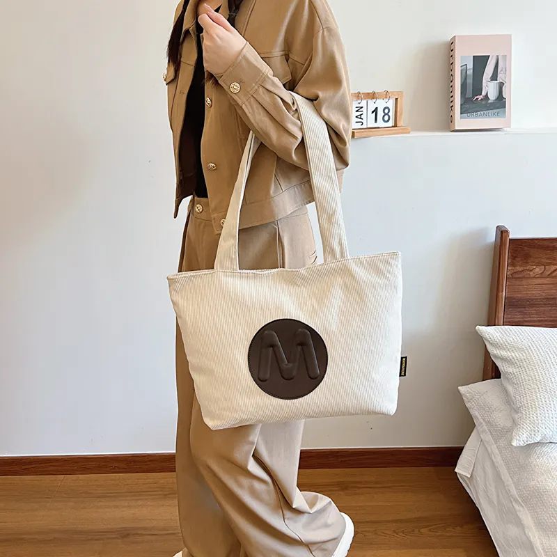 Single Warehouse Nylon Fabric Shoulder Bag Women's Ecru/Black/Light Brown/Green-3