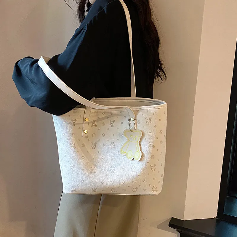 Single Warehouse PU Shoulder Bag Regular Women's White/Pink/Blue-1