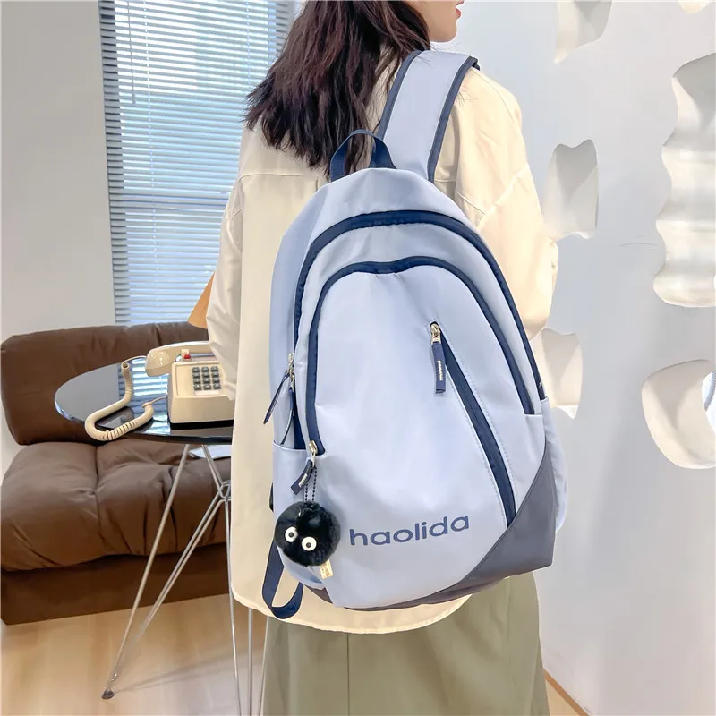 Single Warehouse Nylon Backpack Unisex White/Pink/Blue/Green/Black-9