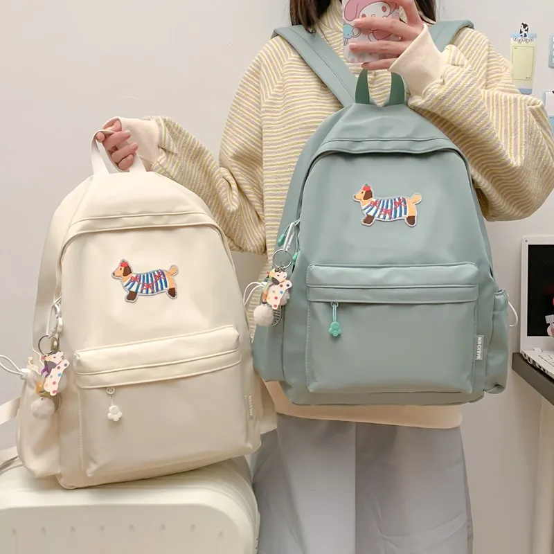 Single Warehouse Composite Cloth Backpack Unisex White/Blue/Black/Green-20