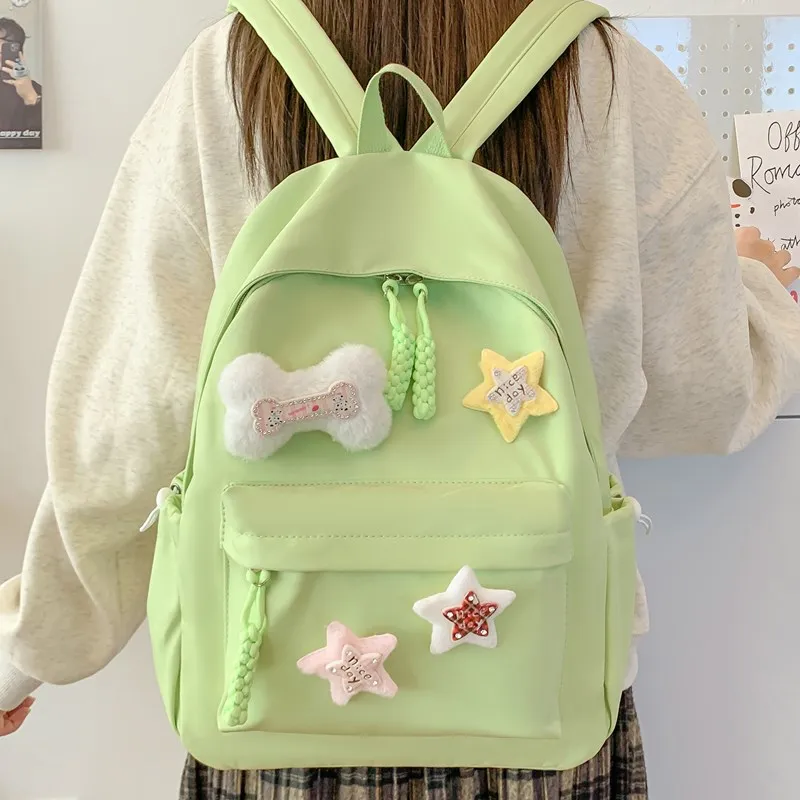 Single Warehouse Composite Cloth Backpack Women's Ecru/Pink/Yellow/Green/Black-21