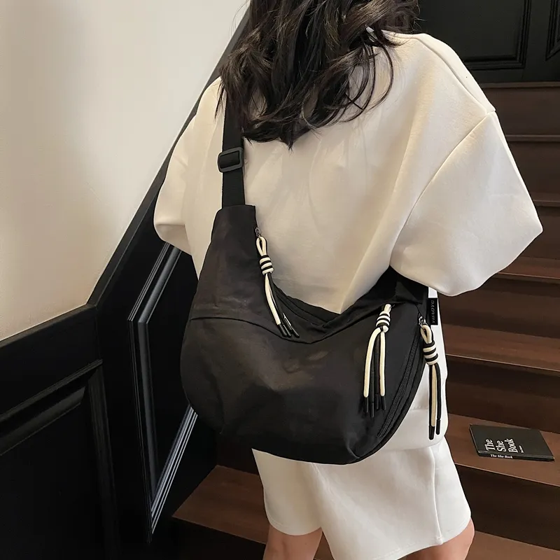 Single Warehouse Fabric Shoulder Bag Regular Unisex White/Green/Yellow/Purple/Black-25