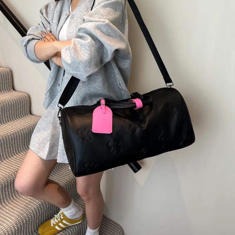 Single Warehouse PU Shoulder Bag, Gym Bag Large Size Unisex Gray/Brown/Black-16