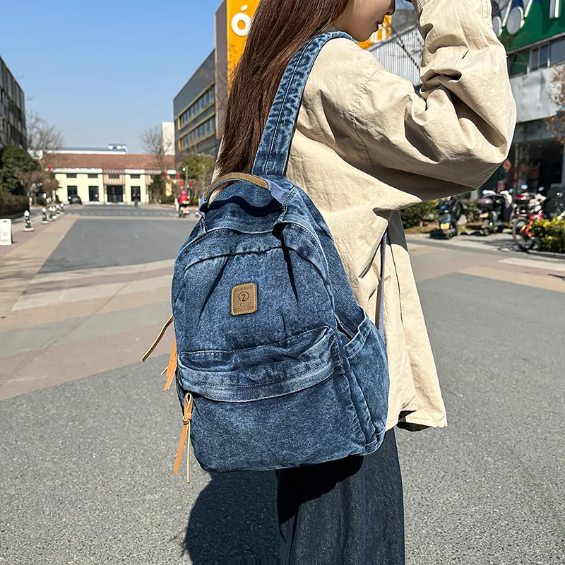 Single Warehouse Denim Backpack Regular Unisex Black/Light Blue/Dark Blue-10