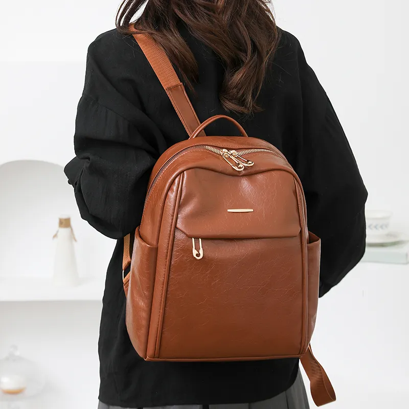 Single Warehouse PU Backpack Regular Women's Blue/Brown/Gray/Black-5
