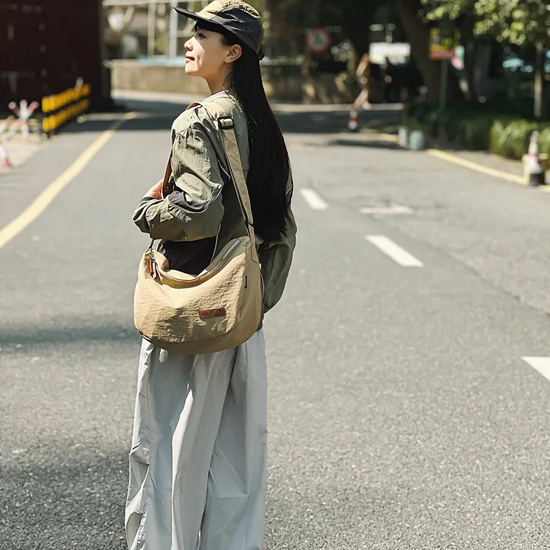 Single Warehouse Nylon Crossbody Bag, Shoulder Bag Regular Unisex White/Black/Khaki/Green-6