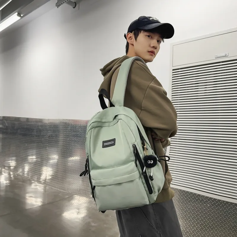 Single Warehouse Nylon Backpack Regular Unisex Black/Burgundy/Khaki/Light Green/Beige-26