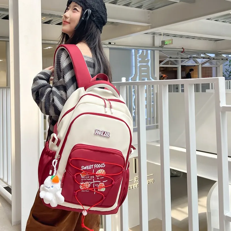 Single Warehouse Composite Cloth Backpack Unisex Multicolor-17