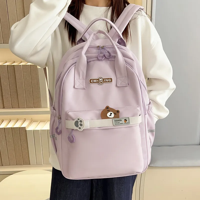 Single Warehouse Nylon Student Bag Pink/Blue/Green/Purple/Black-20