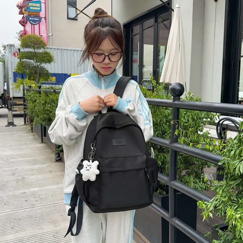Single Warehouse Nylon Backpack Unisex White/Blue/Yellow/Black-18