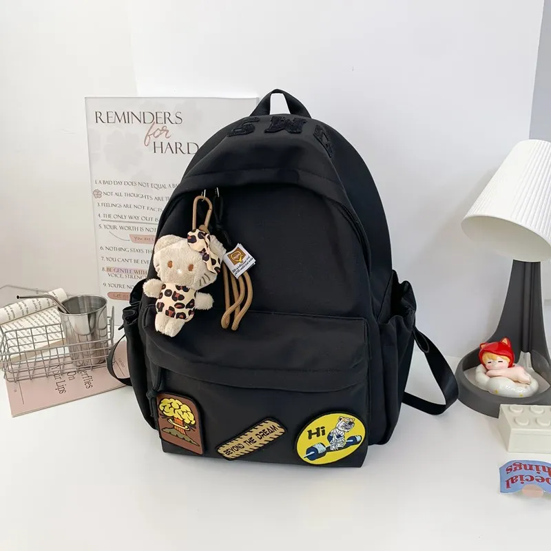 Single Warehouse Composite Cloth Backpack Women's Black/Rose Red/Emerald Green/Black Leopard Print-22