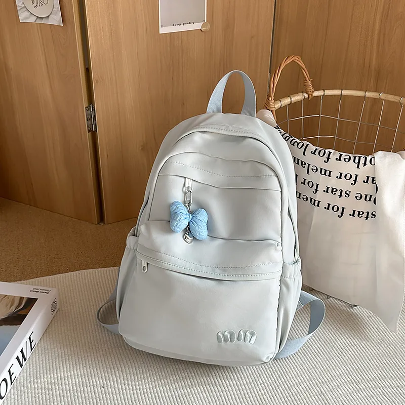 Single Warehouse Nylon Backpack Women's White/Black/Light Purple/Yellow/Blue/Pink-16