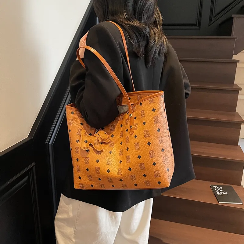 Single Warehouse PU Tote Handheld Shoulder Bag Regular Women's Ecru/Pink/Brown/Coffee/Black-14