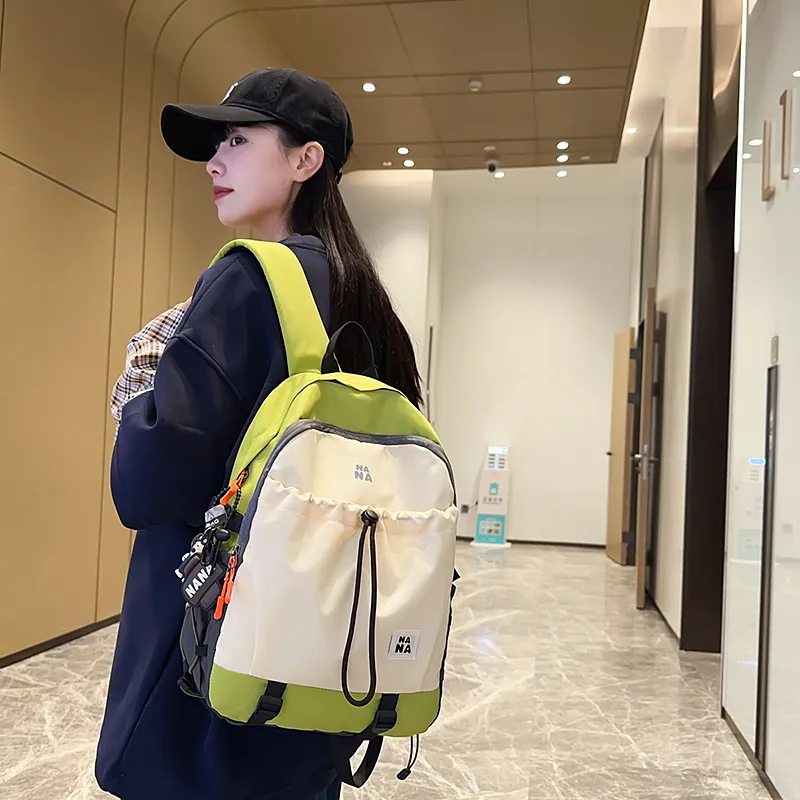 Single Warehouse Nylon Backpack Unisex Black/Fruit Green/Brown/Blue/Orange-11