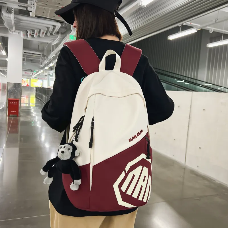 Single Warehouse Nylon Backpack Unisex Gray/Khaki/Blue/Red-19
