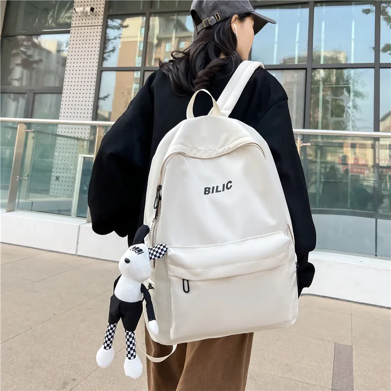 Single Warehouse Composite Cloth Backpack Regular Unisex Gray/Black/Burgundy/Ecru-17
