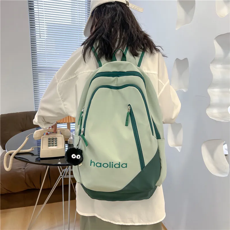 Single Warehouse Nylon Backpack Unisex White/Pink/Blue/Green/Black-15