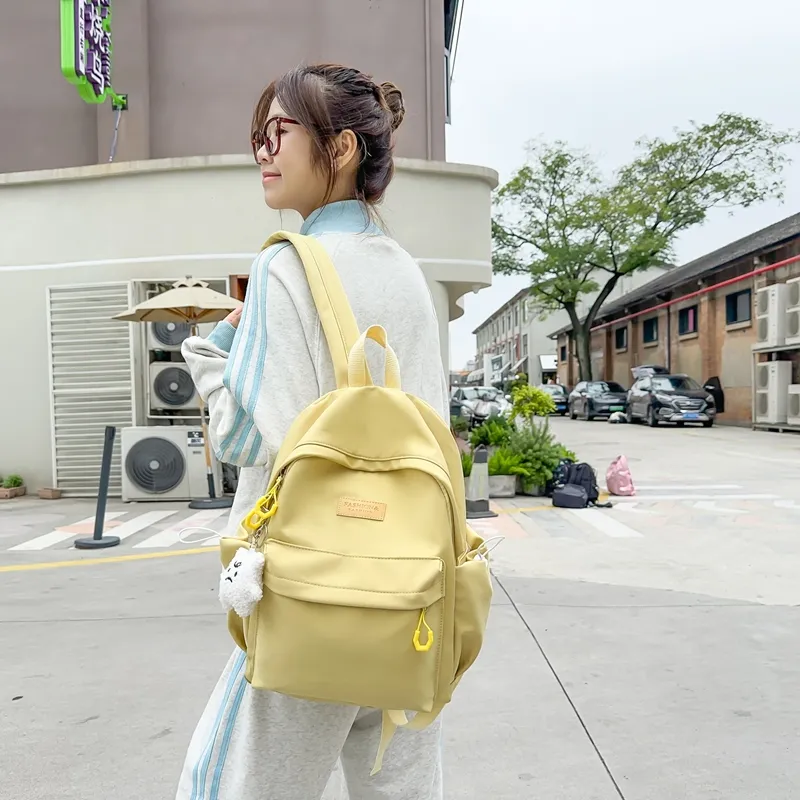 Single Warehouse Nylon Backpack Unisex White/Blue/Yellow/Black-7