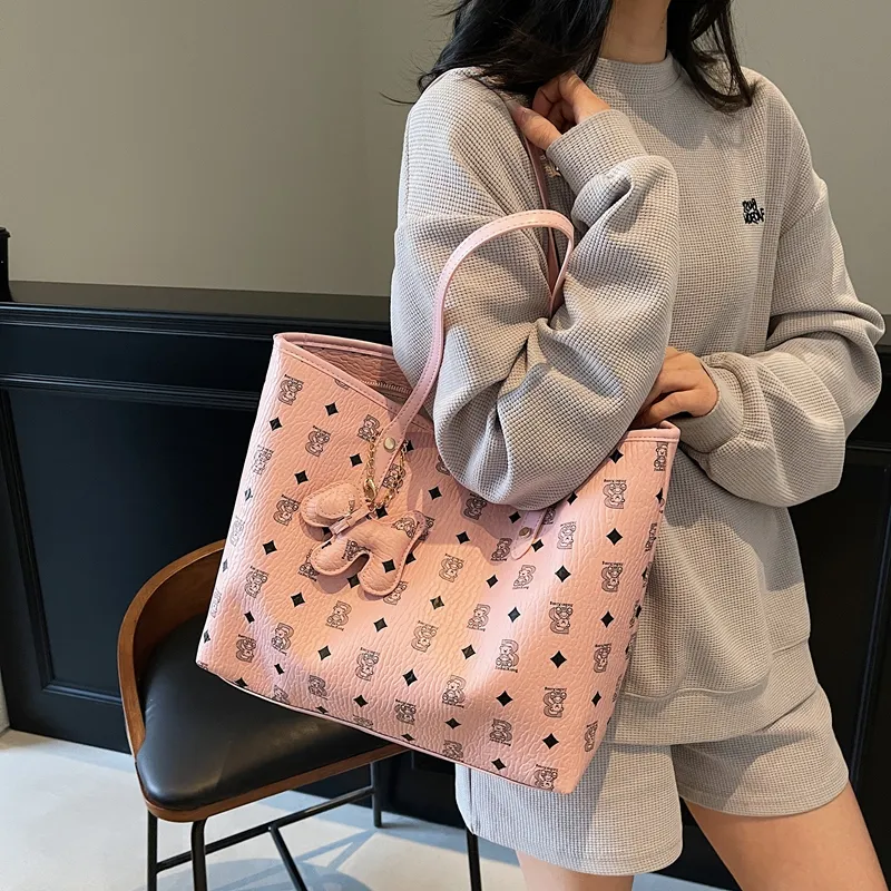 Single Warehouse PU Tote Handheld Shoulder Bag Regular Women's Ecru/Pink/Brown/Coffee/Black-7