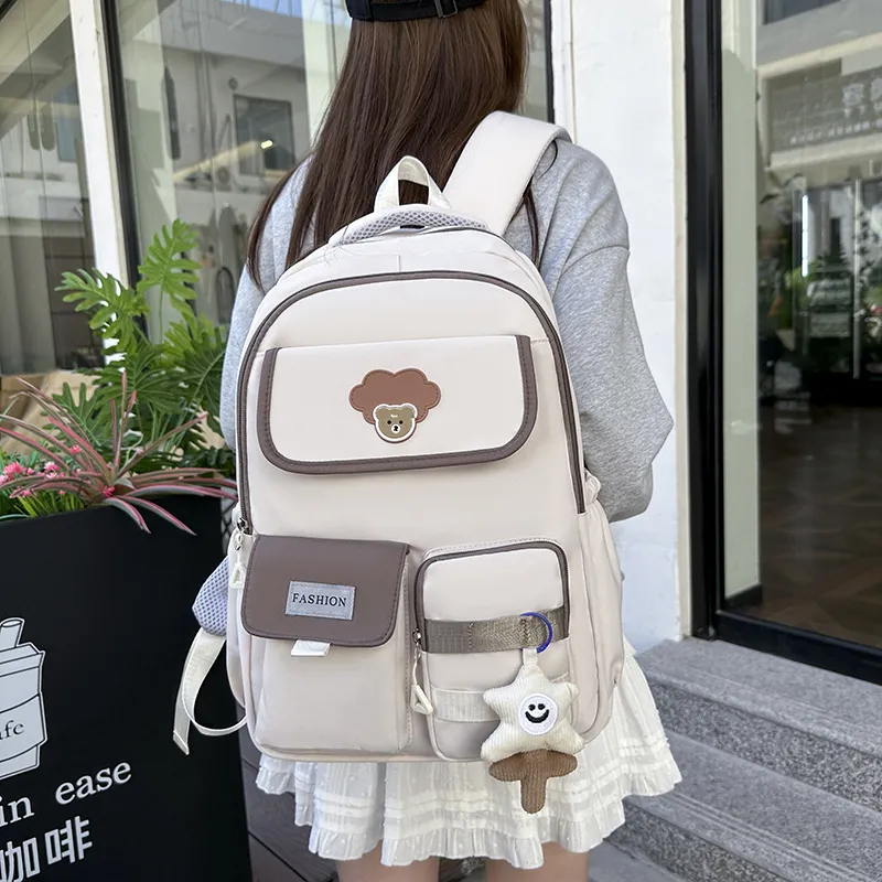 Single Warehouse Nylon Backpack Unisex Ecru/Black/Pink/Violet/Green-2