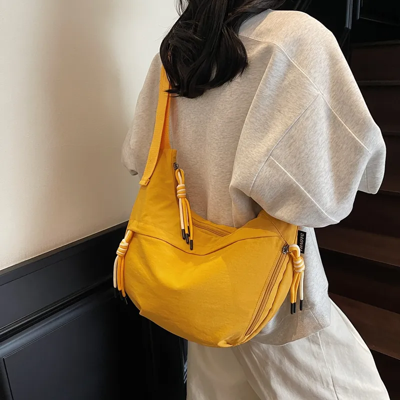 Single Warehouse Fabric Shoulder Bag Regular Unisex White/Green/Yellow/Purple/Black-7