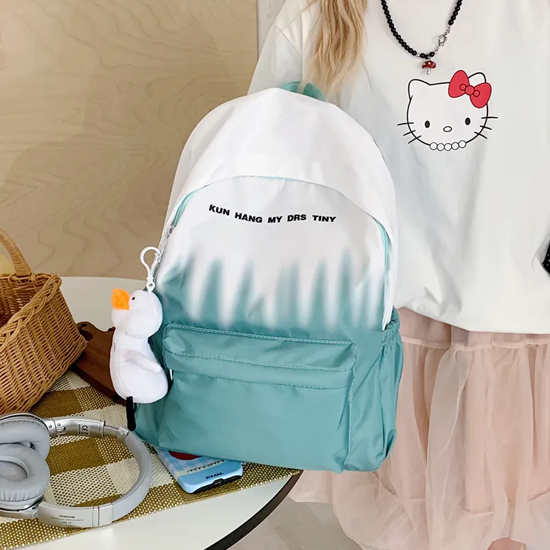 Single Warehouse Nylon Fabric Backpack Regular Unisex Pink/Green/Dark Blue/Light Blue-13
