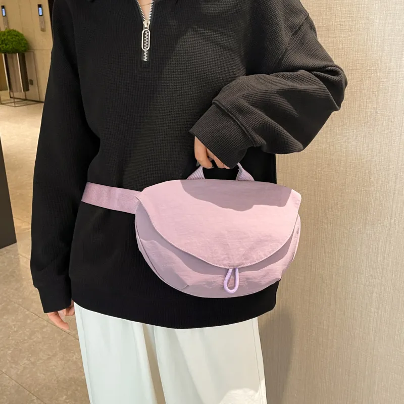 Single Warehouse Nylon Fabric Fanny Pack Unisex Ecru/Black/Purple/Khaki/Green-16