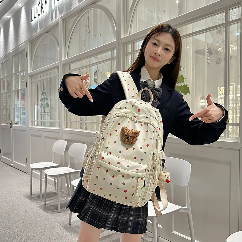 Single Warehouse Nylon Backpack Women's Polka Dot/Rose/Print-8