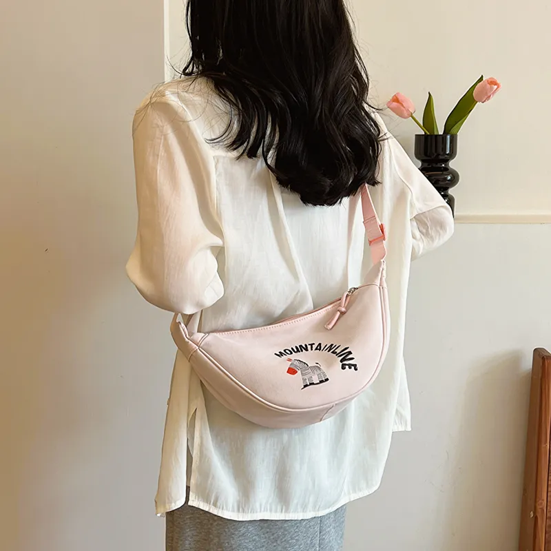 Single Warehouse Nylon Fabric Crossbody Bag Women's Ecru/Black/Khaki/Lake Blue/Pink-19