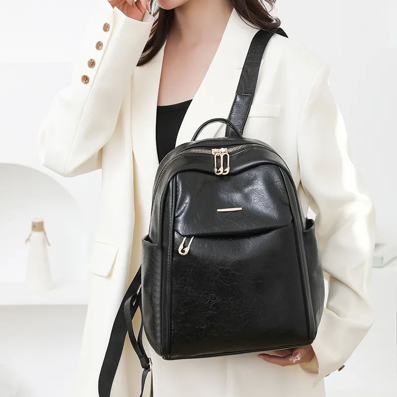 Single Warehouse PU Backpack Regular Women's Blue/Brown/Gray/Black-11