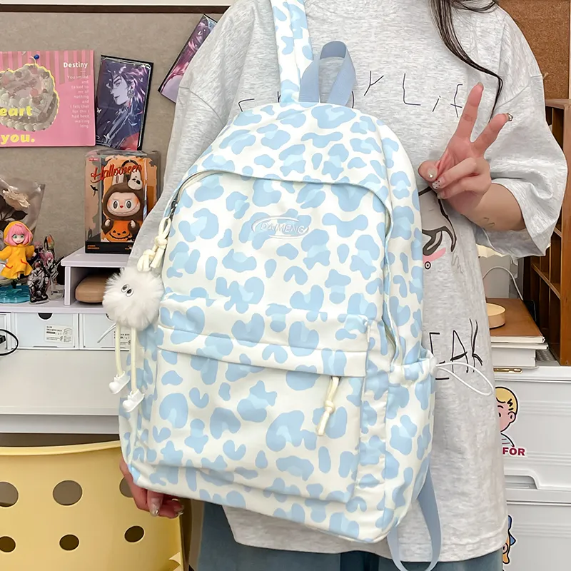 Single Warehouse Nylon Backpack Large Size Women's Blue/Green/Black-13