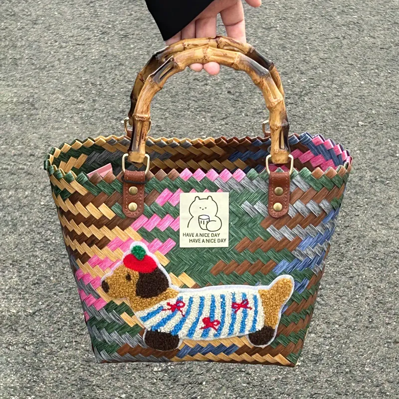 Single Warehouse PET Basket Bag Handbag Women's Multicolor Dachshund-2