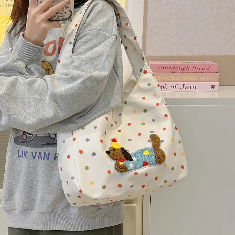 Single Warehouse Polyester Shoulder Bag Regular Women's White/Ecru/Black-11
