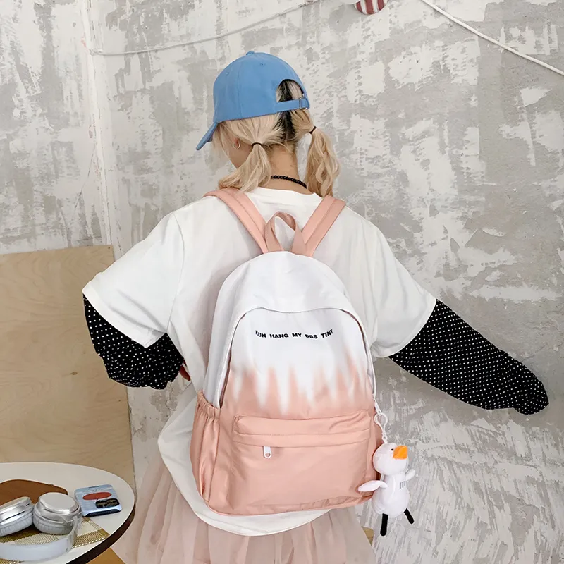 Single Warehouse Nylon Fabric Backpack Regular Unisex Pink/Green/Dark Blue/Light Blue-11