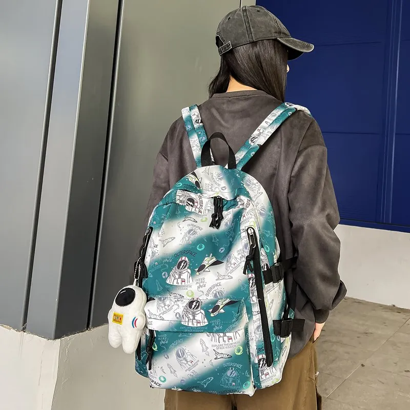 Single Warehouse Nylon Backpack Regular Unisex Blue/Green/Gray/Black-10