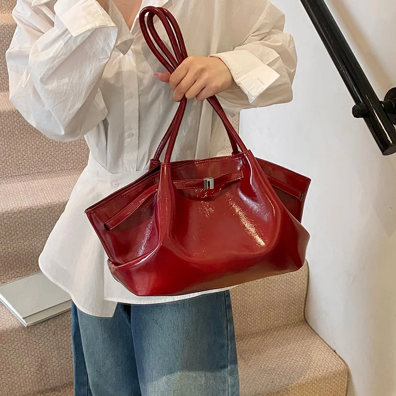 Single Warehouse PU Shoulder Bag Regular Women's Ivory/Black/Burgundy/Light Yellow/Light Blue-22