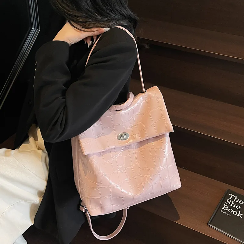 Single Warehouse PU Backpack Regular Women's Ecru/Pink/Blue/Black-7
