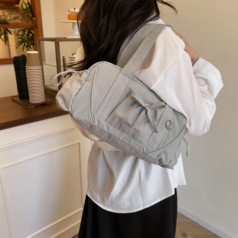 Single Warehouse Nylon Shoulder Bag Women's White/Green/Gray/Khaki/Black-10