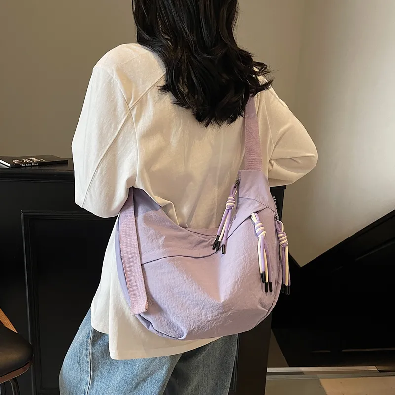 Single Warehouse Fabric Shoulder Bag Regular Unisex White/Green/Yellow/Purple/Black-20