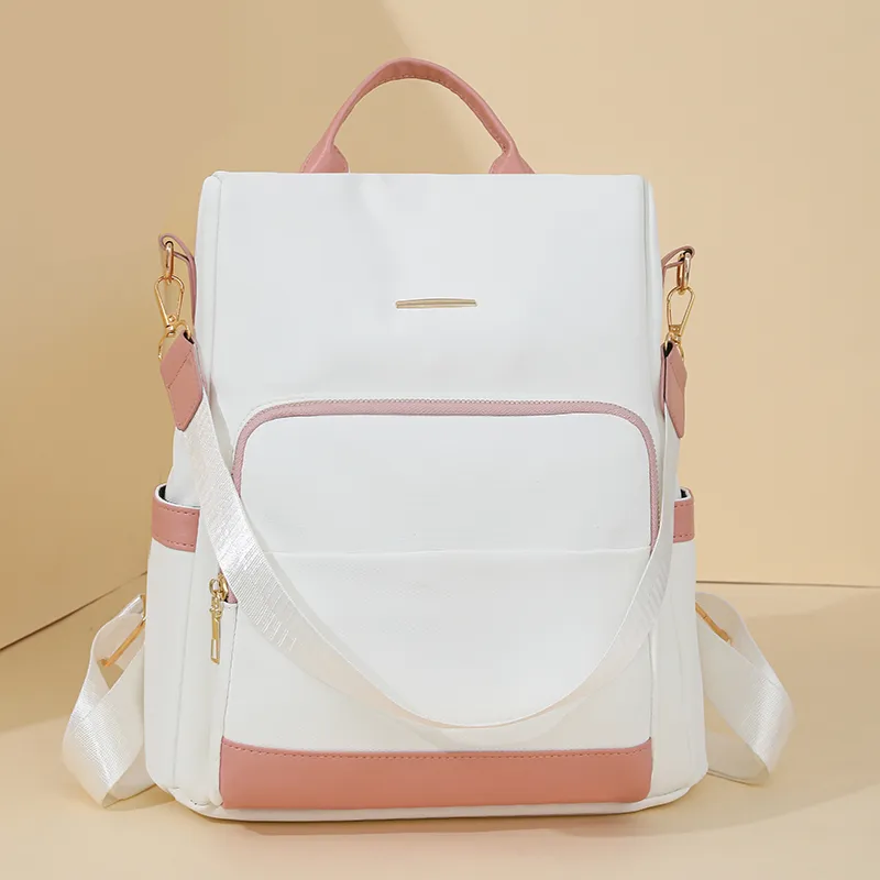 Single Warehouse PU Backpack Regular Unisex Black & White/Black & Brown/Caramel/Blue/Red/Pink-4