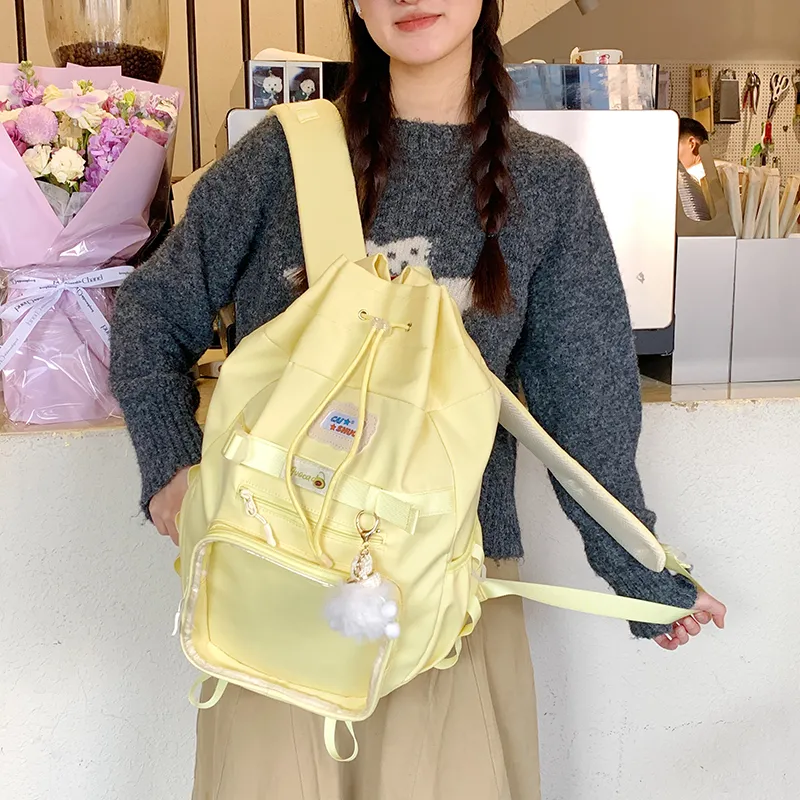 Single Warehouse Nylon Fabric Backpack Women's Blue/Yellow/Pea Green-10