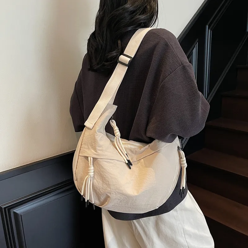 Single Warehouse Fabric Shoulder Bag Regular Unisex White/Green/Yellow/Purple/Black-5