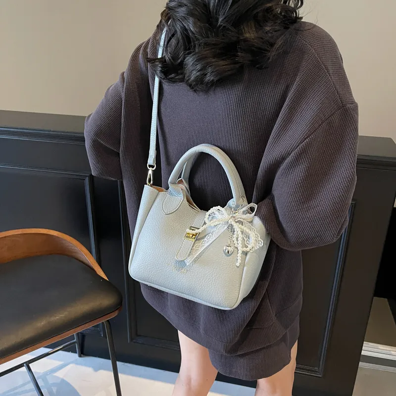 Single Warehouse PU Shoulder Bag, Crossbody Bag, Handbag Regular Women's Blue/Ecru/Pink/Black-11