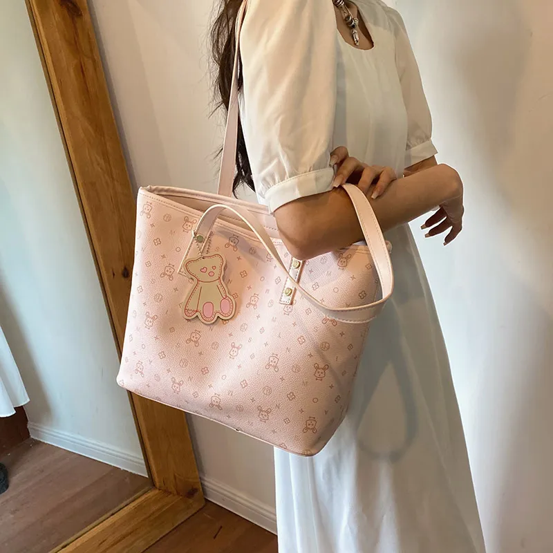 Single Warehouse PU Shoulder Bag Regular Women's White/Pink/Blue-7