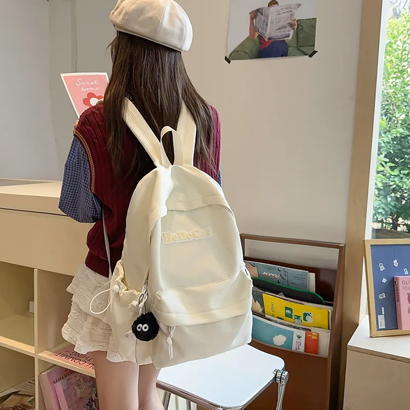 Single Warehouse Nylon Backpack Unisex Ecru/Yellow/Gray/Black-2