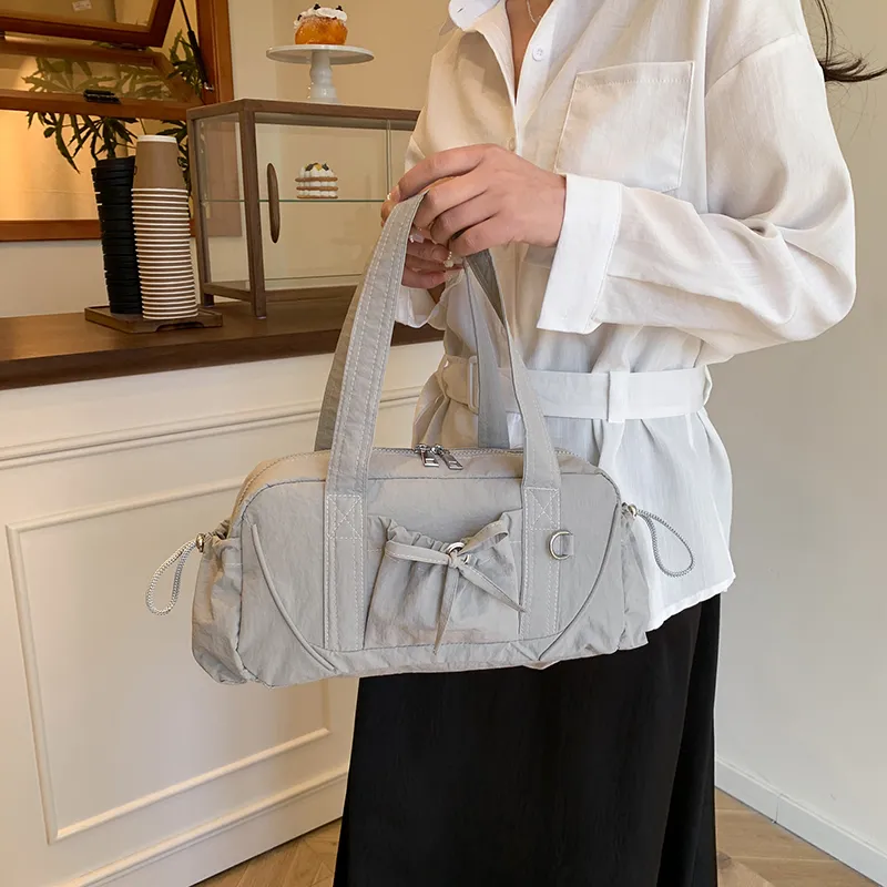 Single Warehouse Nylon Shoulder Bag Women's White/Green/Gray/Khaki/Black-7