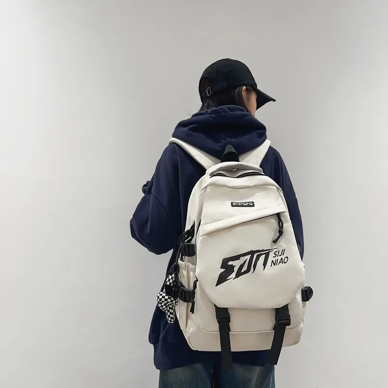 Single Warehouse Nylon Backpack Unisex White/Gray/Black/Burgundy/Khaki-2