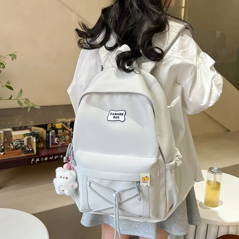 Single Warehouse Twill Backpack Unisex Black/Pink/Yellow/Light Green/Beige-19