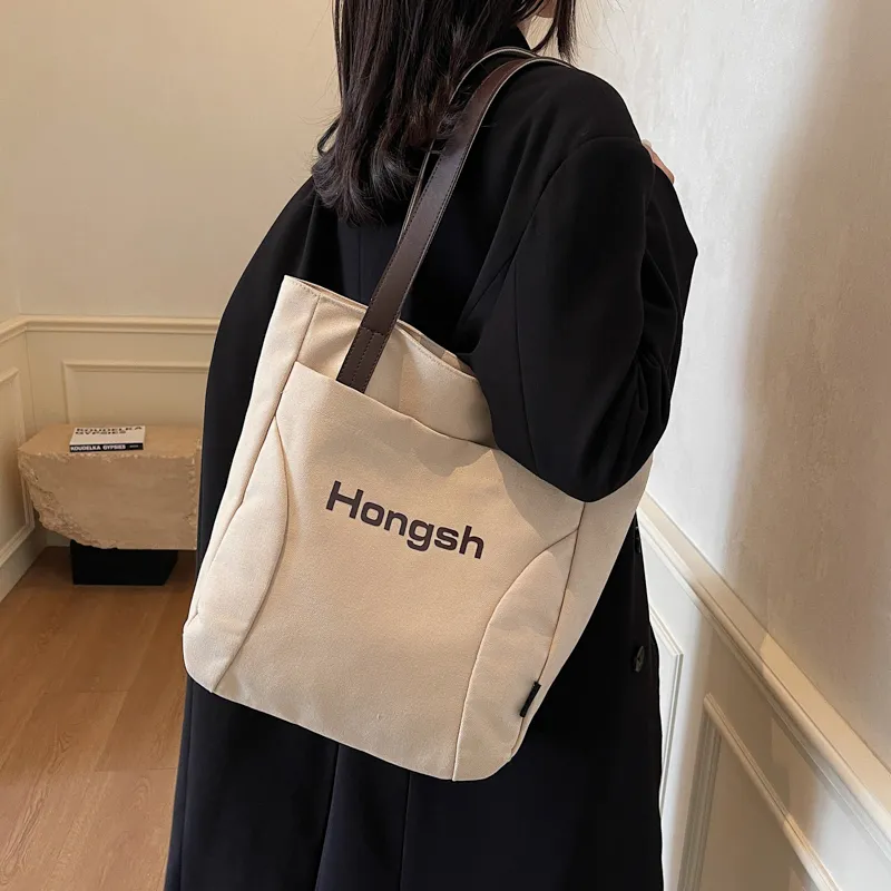 Single Warehouse Fabric Handheld Shoulder Bag Regular Women's White/Khaki/Dark Tea-11