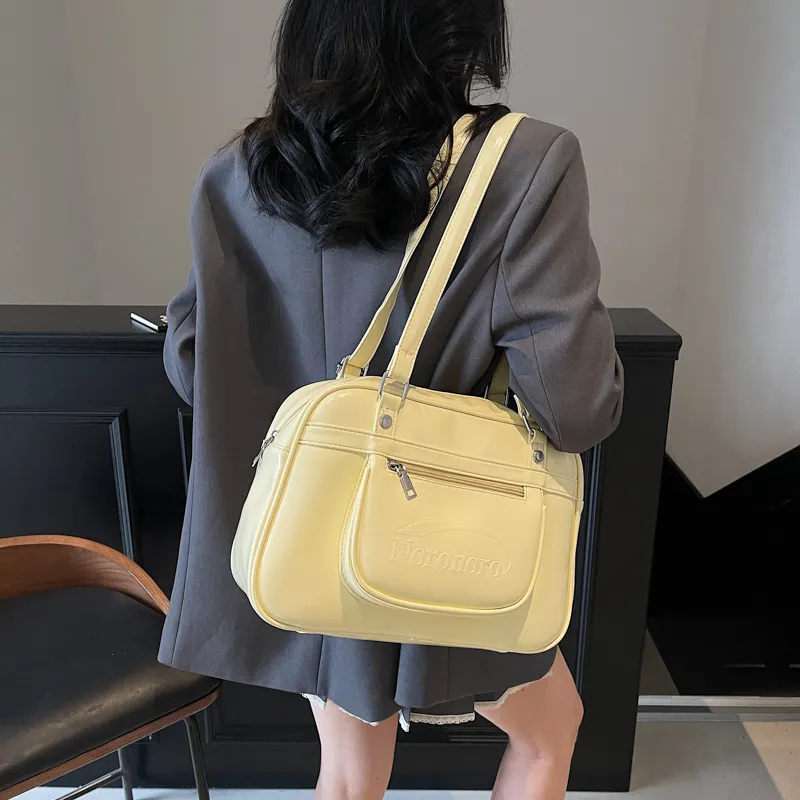 Single Warehouse PU Shoulder Bag Regular Women's Ecru/Pink/Blue/Yellow/Black-21
